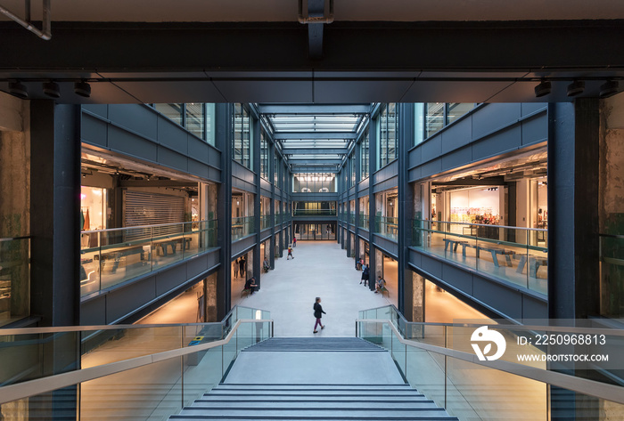 The interior view of shopping mall in Hong Kong