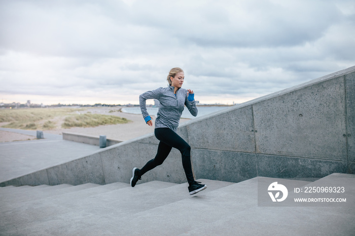 Runner running on stairs