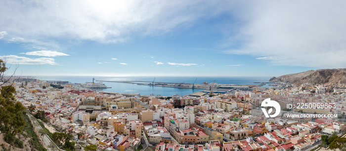 Panorama of Almería from the Alcazaba on a sunny day