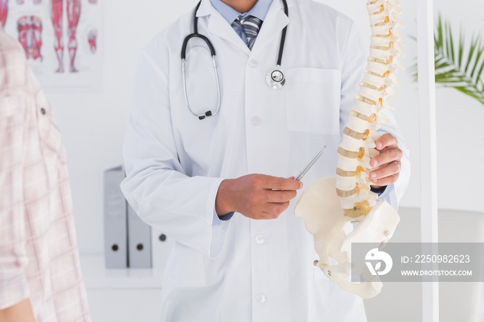 Doctor showing anatomical spine to his patient