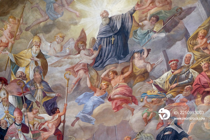 圣本尼迪克特及其传教作品，德国施默伦巴赫圣阿加莎教堂壁画