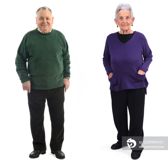 senior couple on white background