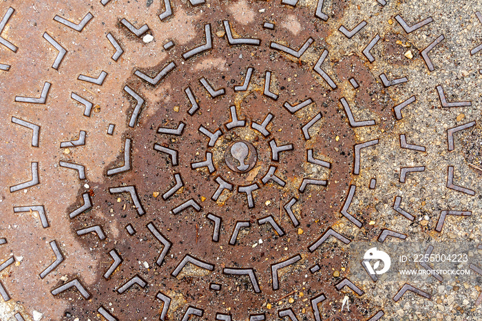 Manhole cover with rust