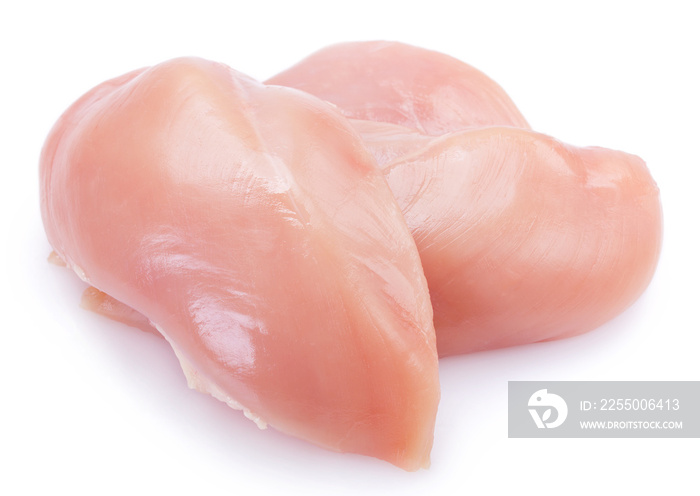 Raw chicken fillet isolated on white background