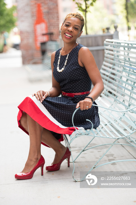 Black Businesswoman Outside at the Park in a Dress