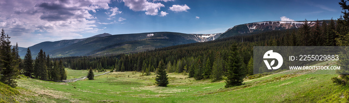 Karkonosze - polana Kotki panorama na Śnieżkę