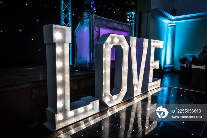 LOVE sign used at a wedding