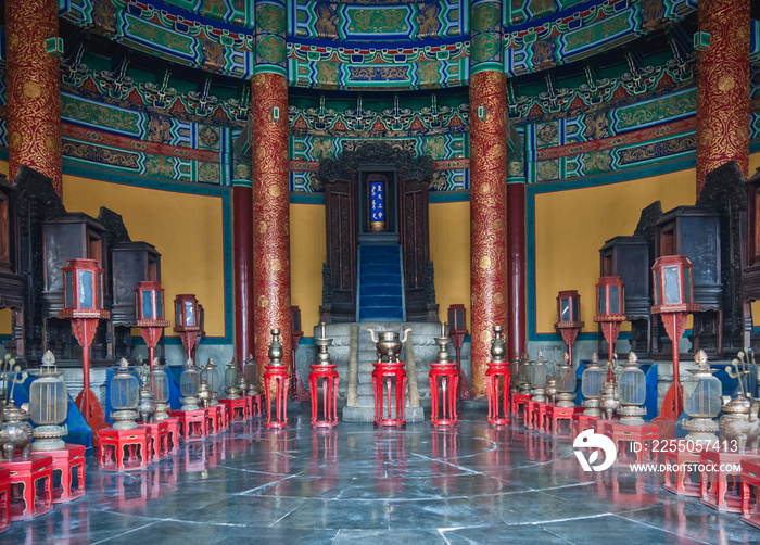 Interior of Imperial Vault of Heaven in Temple of Heaven, one of the main tourist attraction of Beij