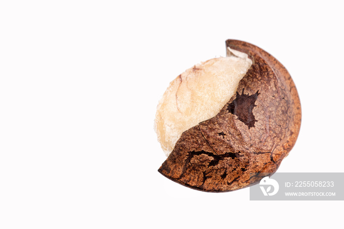 Dried seeds of sacha fruit - Inchi peanuts - Plukenetia volubilis. White background