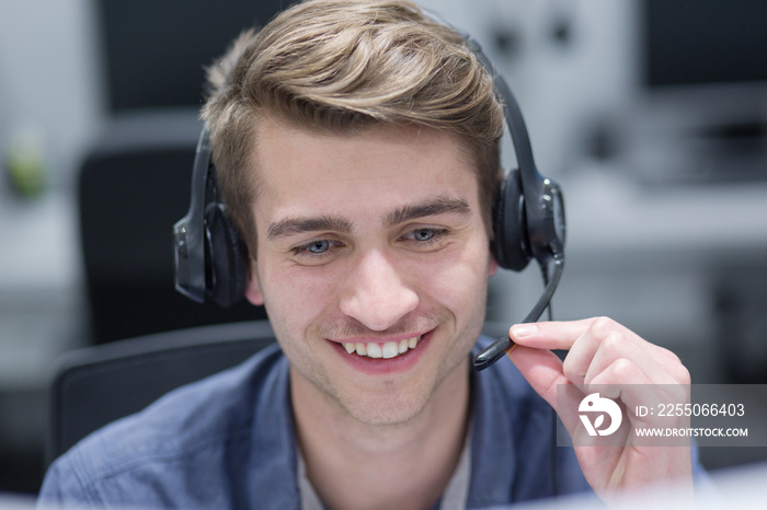 male call centre operator doing his job