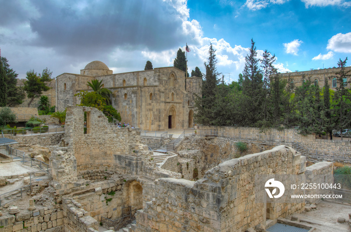 Ruins of pools of Bethesda in Jerusalem, Israel