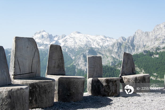 Divinity chairs. Ancient thrones of the gods on the top of the mountain