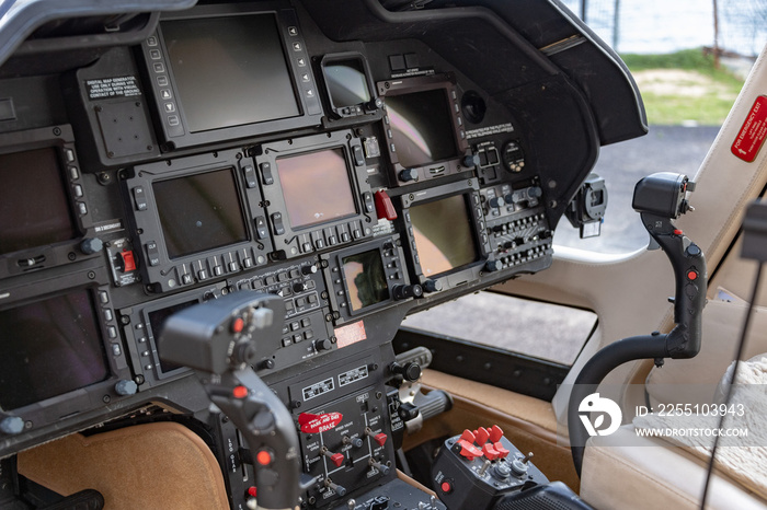 Helicopter cockpit detail close up