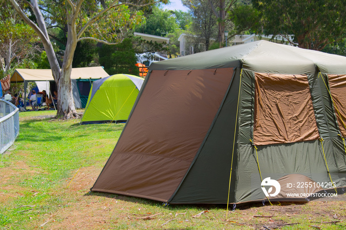 Campsite with tents in Australia