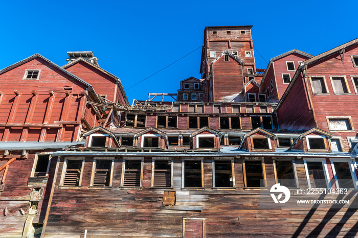 Histotical building of the stone mill, Kennecott mining town, Alaska, USA