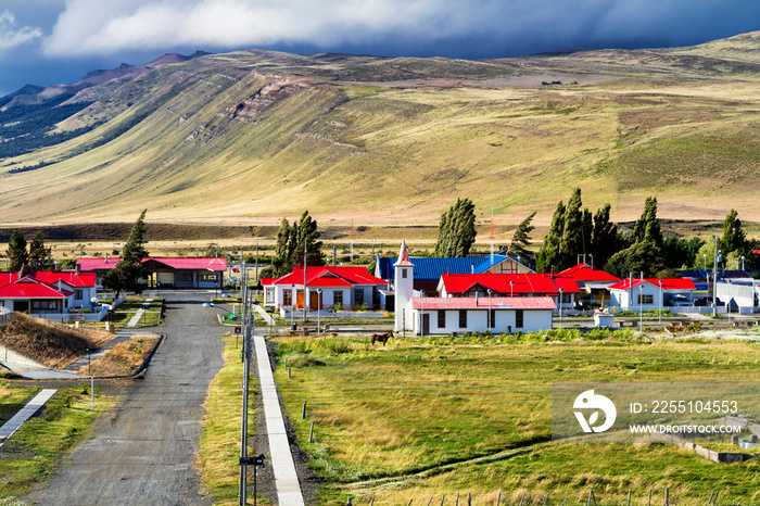 Cerro Castillo village at Chilean and Argentinian border Paso Rio Don Guillermo.