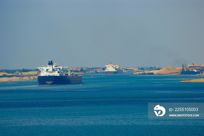 Product tanker vessel enter to Suez Canal in transit from south to nord