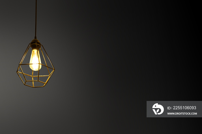 Decorative ceiling lights / hanging lights on dark background with copy space