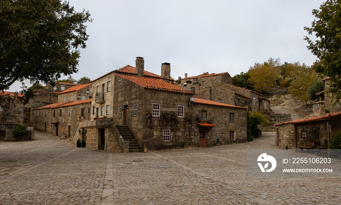 Historic village of Sortelha on a very cloudy day. It is one of historic villages of Portugal, located in Guarda district