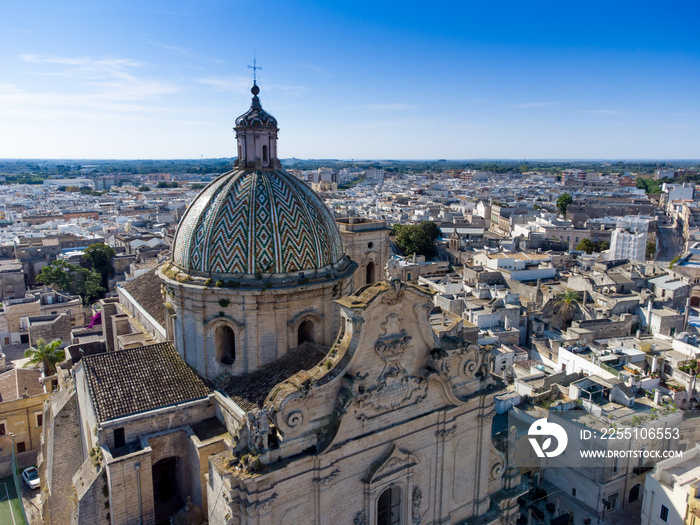 aerial view of the Basilica Pontificia Minore del Santissimo Rosario in the town of Francavilla Fontana