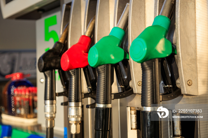 Fuel pumps at the service station.