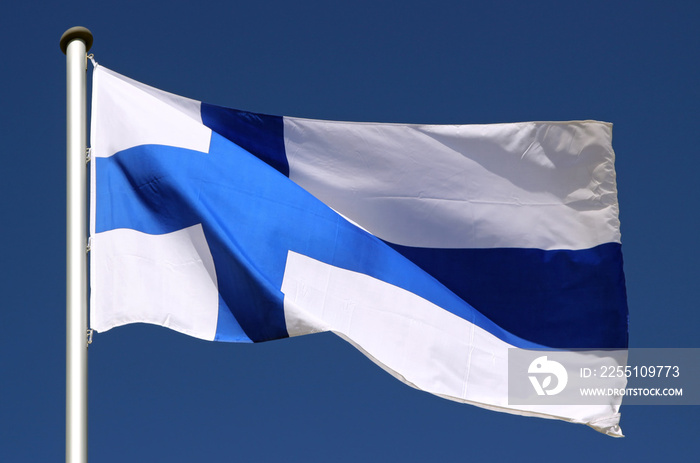 Flag of Finland in the sun