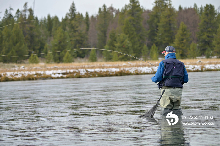 River fly fisherman in Montana