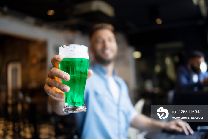 Beer colored green specifically for the St. Patrick’s Day