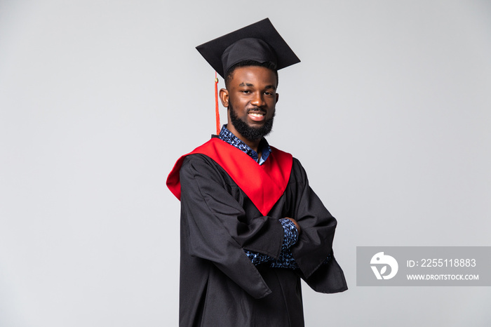 African American man college graduate isolated on white background