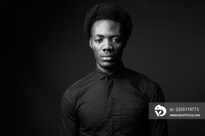 Black and white portrait of handsome African man