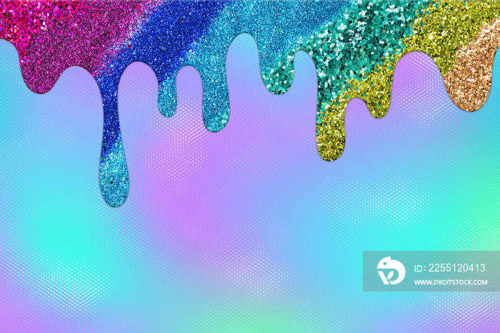 Rainbow dripping glitter background, Dripping Glitter Background