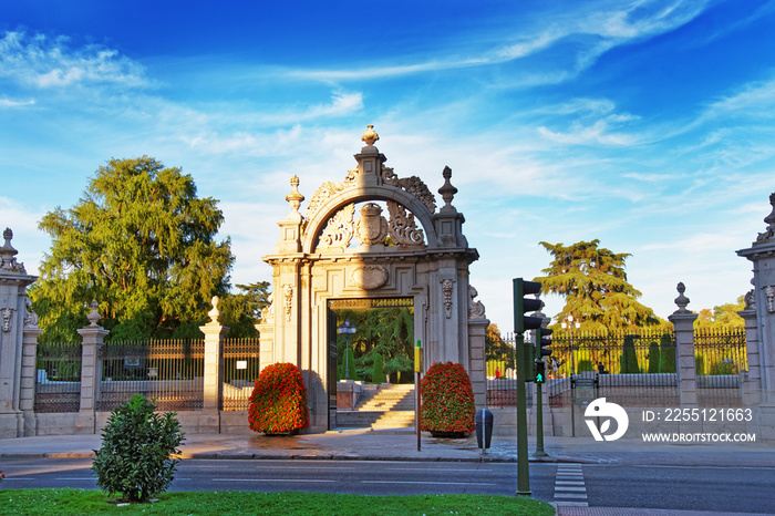 Entrance gate into Retiro Park in Madrid