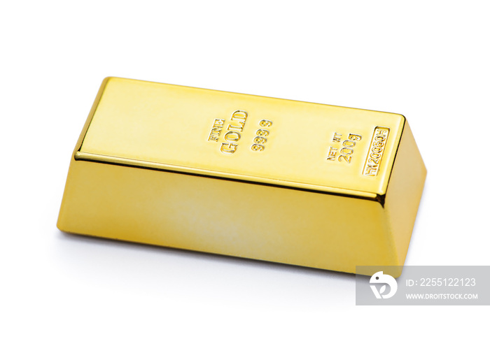 Gold bar on white background