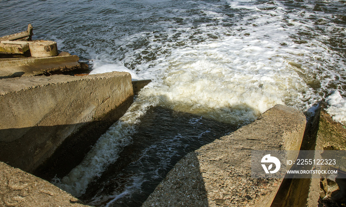 Discharge of dirty industrial wastewater into sea. Poisoning of recreation area by spread of disease, destruction of flora and fauna as result of violation of ecology of sea coast. Storm water, sewage