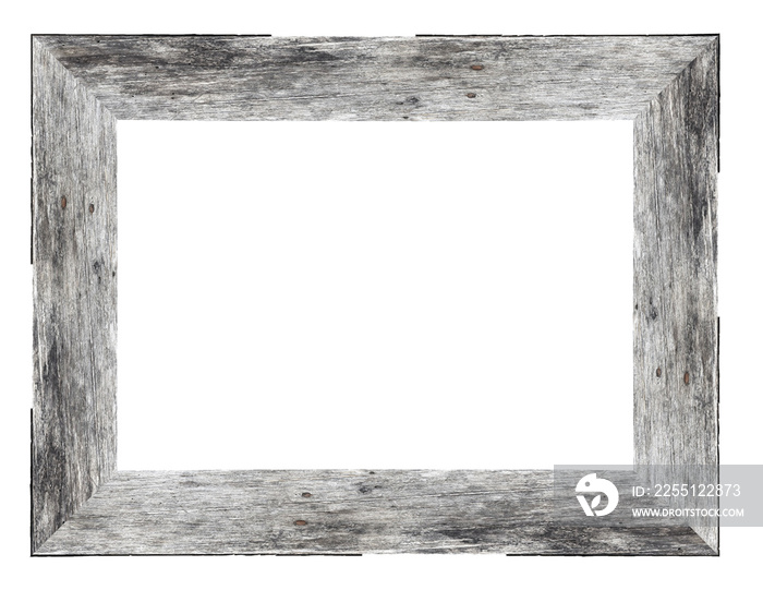 Wooden picture frame isolated on white background.