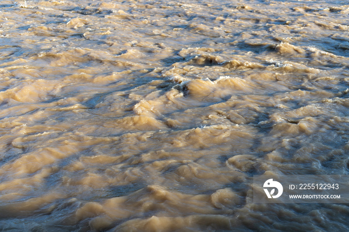 Water flood in the river after heavy rain in the valley