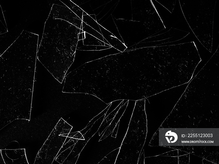 broken glass on black background