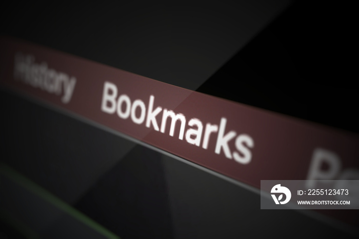 Bookmarks menu on the display 3d illustration