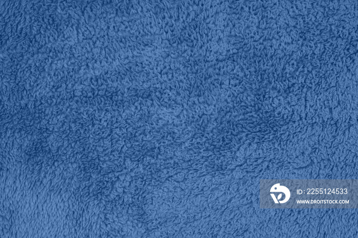 Blue sherpa textured plush fabric material background