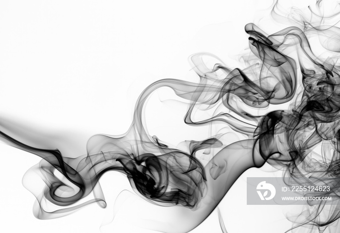 Black smoke on white background. fire design