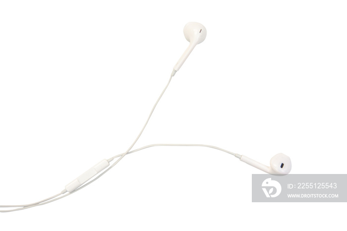 white earphones isolated on white background with clipping path