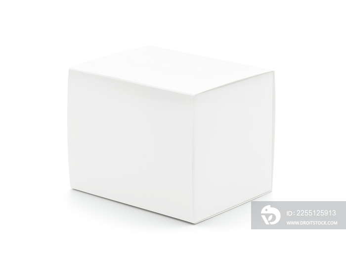 White cardboard box isolated on white background with clipping path. Suitable for packaging.