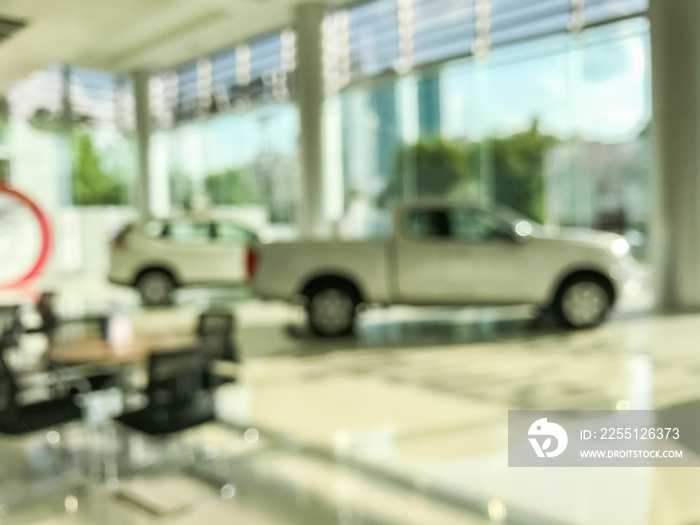 Blur image of car in the showroom