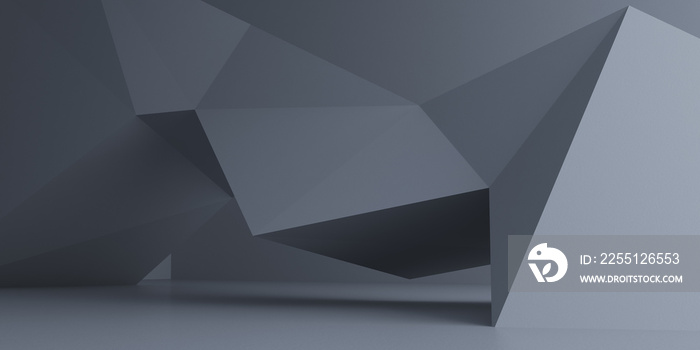 Abstract of concrete polygon space with light cast the shadow on the wall and surface,Concept of future architecture,3d rendering