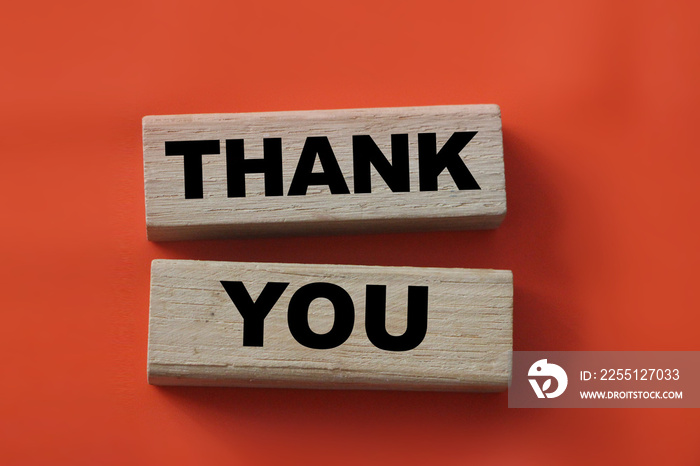 Text THANK YOU letters on the wooden blocks. Gratitude concept