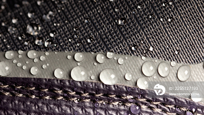 water resistant membrane fabric with water droplets