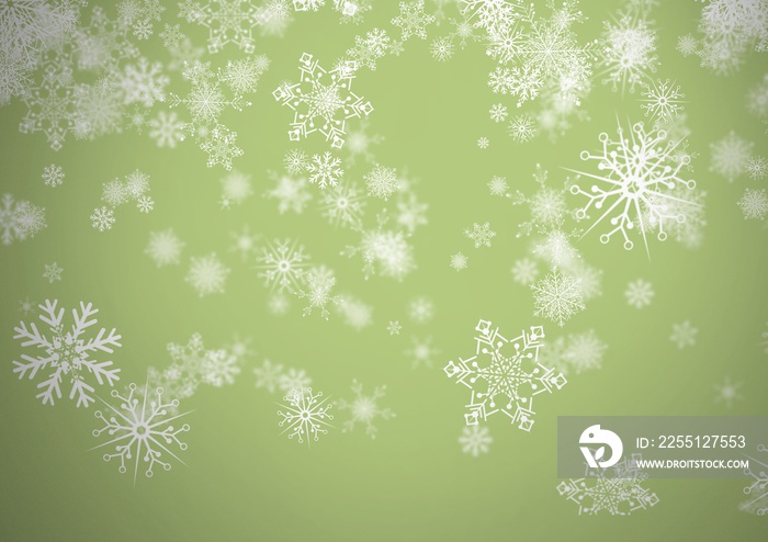 Green background with snowflakes