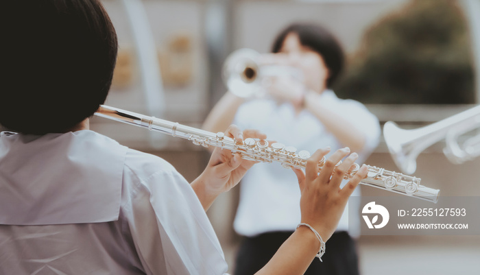 many children playing musical instruments