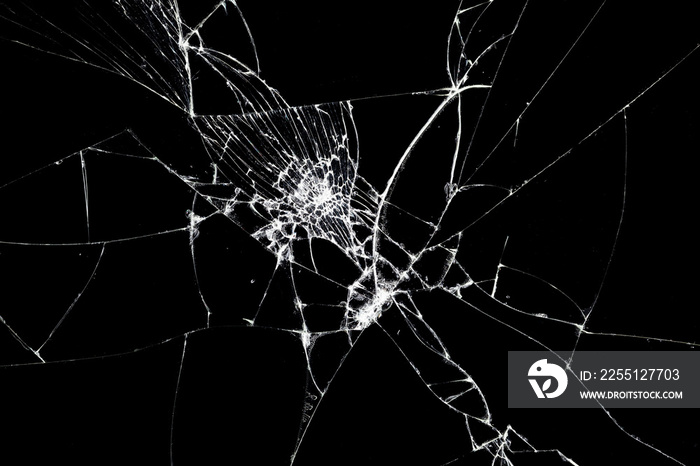 Texture broken glass with cracks. Abstract of cracked screen Smartphone from shock.