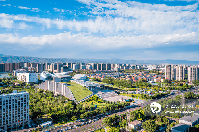 Sunny day scenery of Inner Mongolia Museum in Hohhot, Inner Mongolia, China